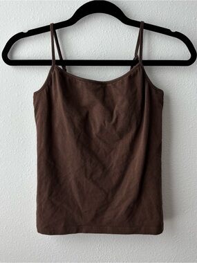 early 2000s Brown Spaghetti Strap Tank Top - Classic Basic